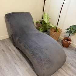 Like-New Grey Suede Chaise Lounge Seat