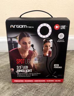 Brand New ArgomTech SpotLight 9300 3.5" LED Ring Light with Phone Holder & Clip-On Mount