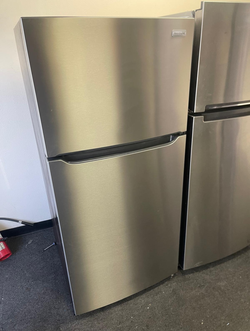 Frigidaire Top Freezer Fridge – Stainless, Glass Shelves