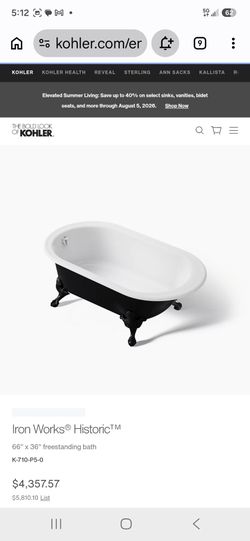 KOHLER® Iron Works 66" x 36" oval freestanding bath