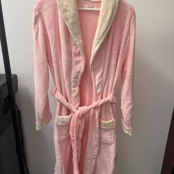 Pink Plush Fleece Bathrobe / Long Robe – Plus Size – Super Soft – $13