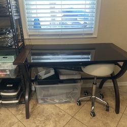 Glass table with a small pull out table, hardly used, needs to be gone ASAP!