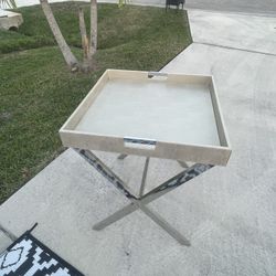 Gold Side Table With Removable Serving Tray