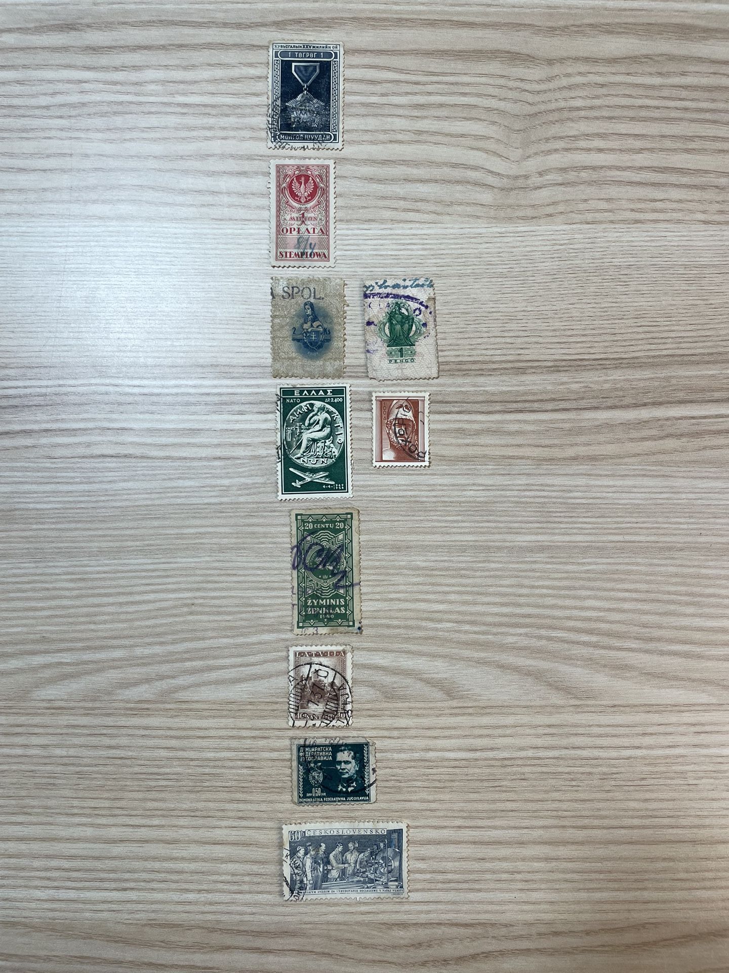 Lot of 10 Vintage Postage Stamps Europe and one Mongolia Used