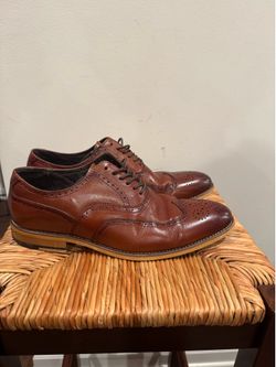 Men's Stacy Adams Brown Leather Wingtip Oxford Dress Shoes size 8