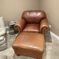 Leather Chair & Ottoman