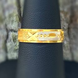Vintage Jewelry 22k solid yellow two tone gold  X band ring size 6.75