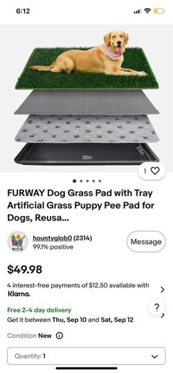 FURWAY Artificial Grass Dog Pee Pad with Tray