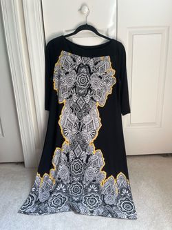 Black Midi Dress with Mandala Print