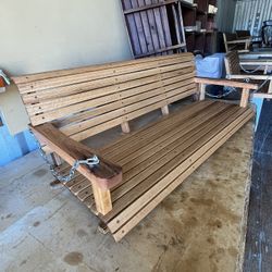 RUSTIC RED OAK PORCH SWING 60” Wide, With Chain $400