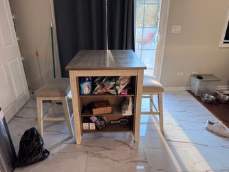 Counter Height Table with Storage and 2 Stools
