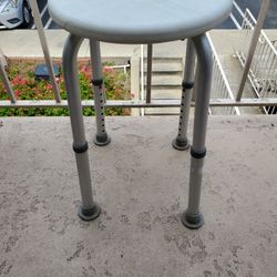 Plastic and Metal White Bathroom Stool