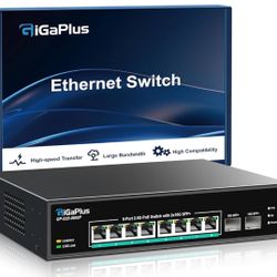 10 Port 2.5Gb Unmanaged PoE Switch with 8*2.5G Base-T PoE Ports, 2*10G SFP+ Uplink, 802.3af/at (PoE+), 80Gbps Switching Capacity, GigaPlus 2.5G PoE S