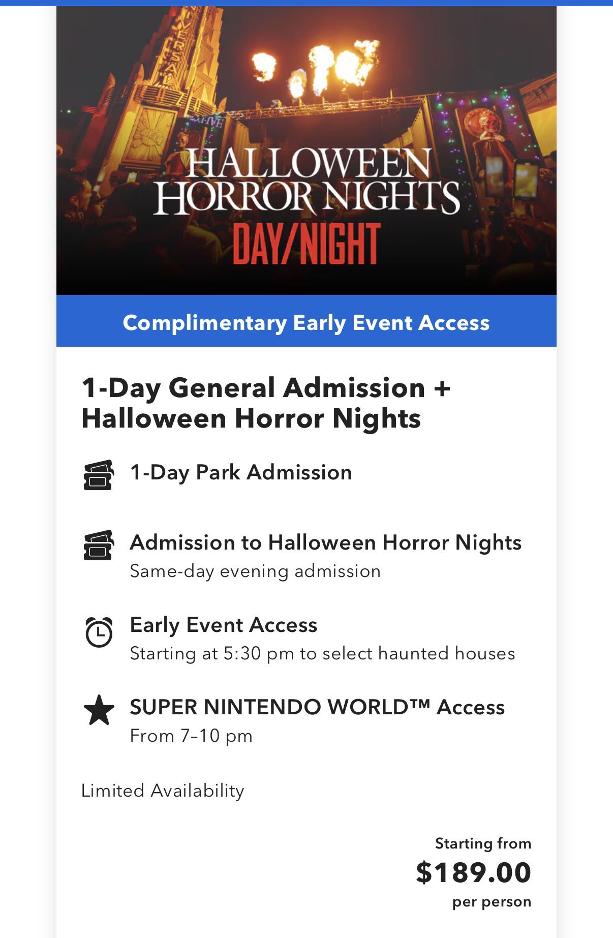 Horror Night Tickets