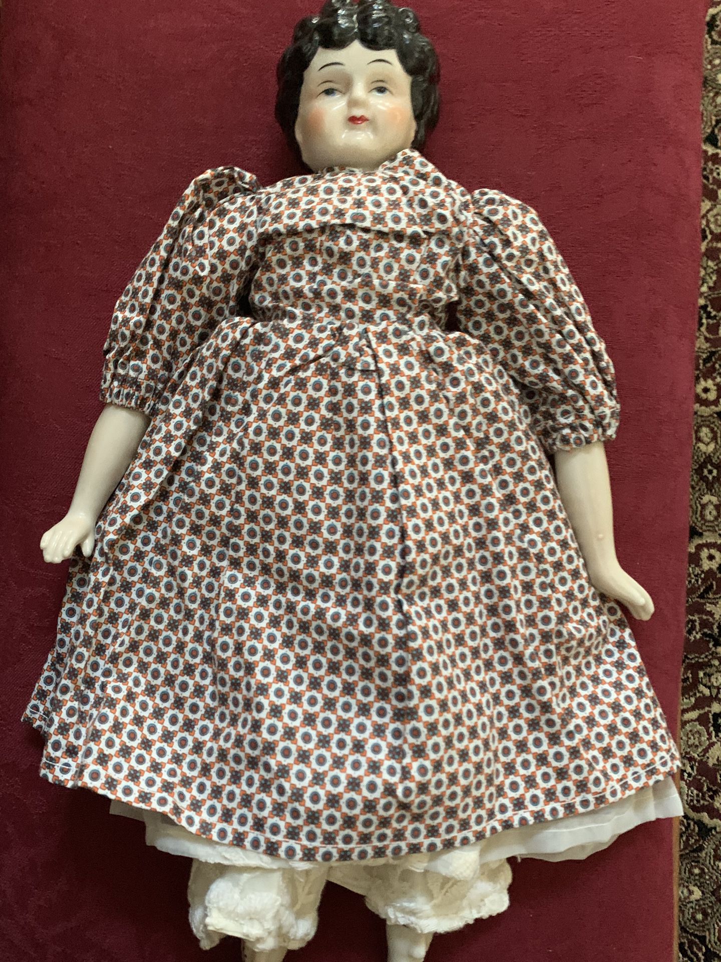 VINTAGE PORCELAIN DOLL ORIGINAL DRESS AND PETTICOAT 16.5 Inches