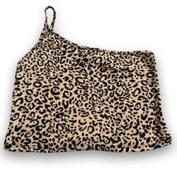 Leopard Print One-Shoulder Crop Top