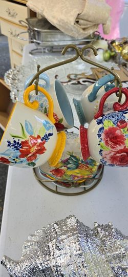 Floral Medley Coffee Mug Set - 9 Piece Tea Cups