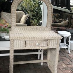 Wicker vanity and desk