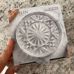 Dublin Collection Crystal Coaster Set (4) – Elegant Cut Glass Drink Coasters NEW MOVING OUT SALE