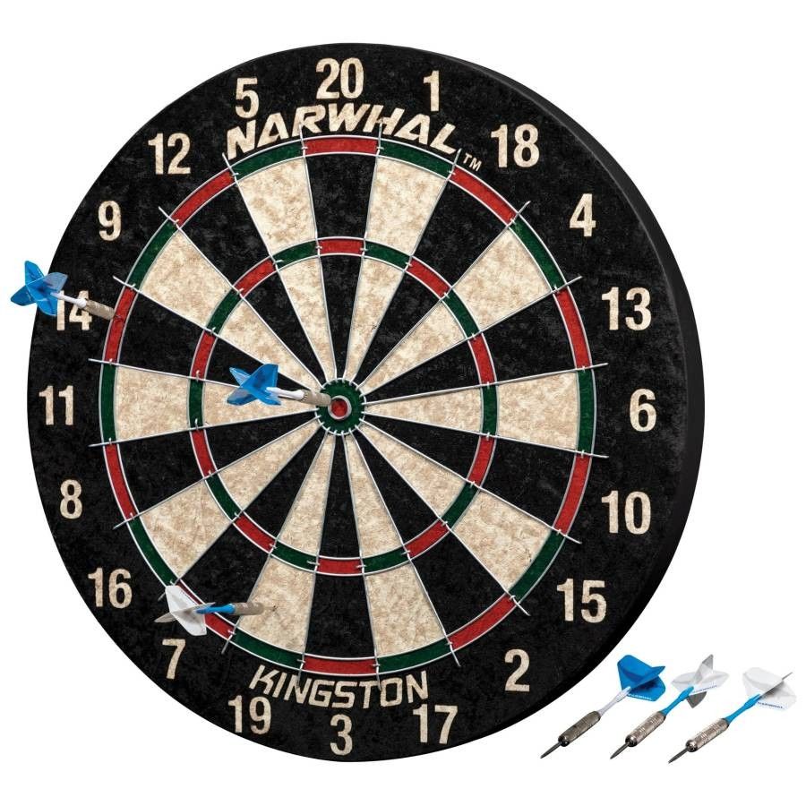 Narwhal Kingston Official Size Bristle Dartboard & 6 Steel Tip Darts