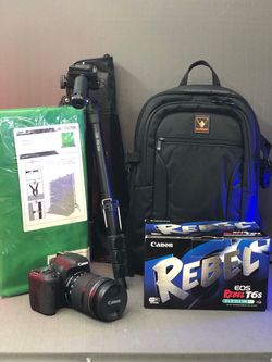 Rebel T6s DSLR with 18-135mm, Tripod, Camera Bag and Green Screen (33000 Shutter Count)