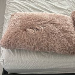 Two Soft Pink Decorative Pillows 25” W X 14” H