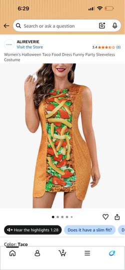 Women's Taco Costume Dress Sleeveless