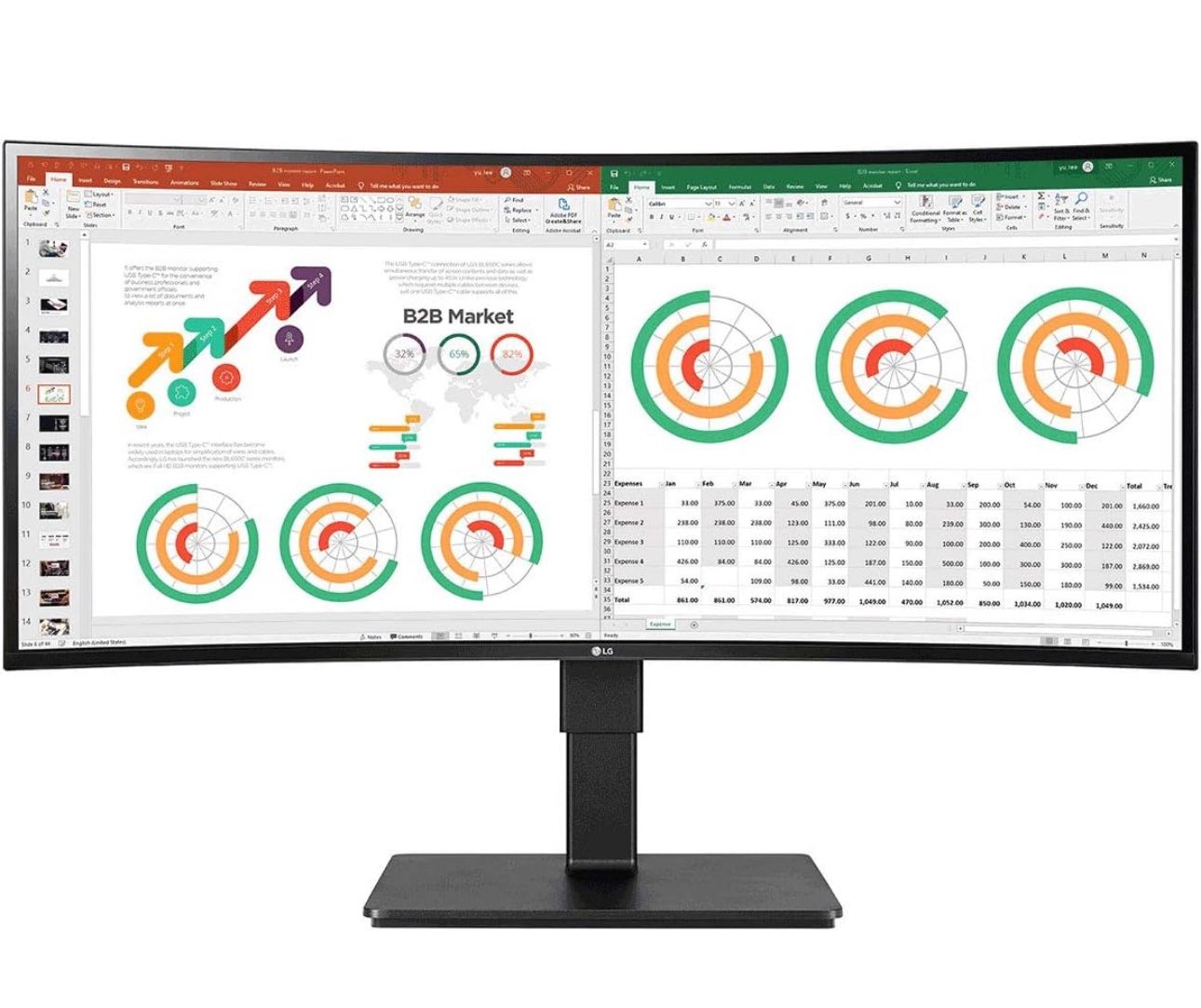 LG 34" 21:9 QHD UltraWide HDR10 IPS Monitor, Built-In-Speakers, TAA Compliant, Black