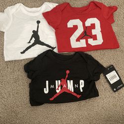 3 Pack Jordan Air Baby Boy Bodysuits Size 6 Months