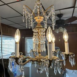 Brass Crystal Chandelier 