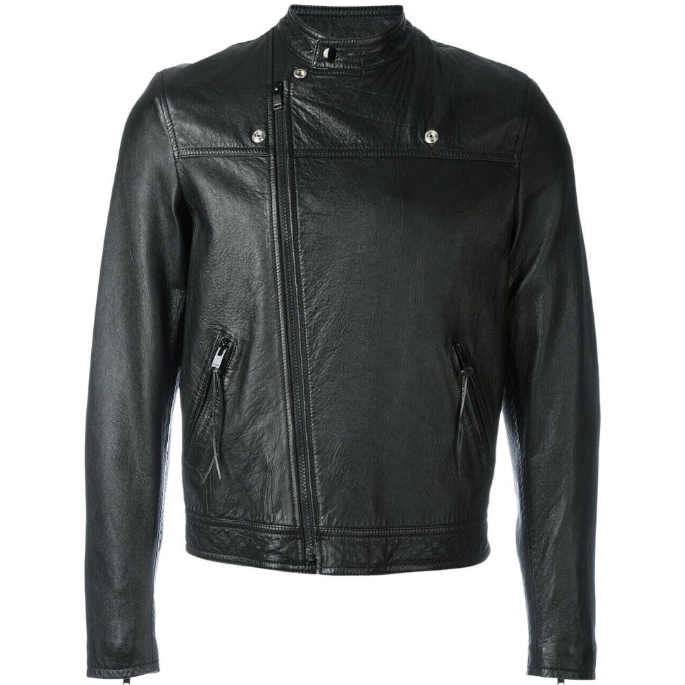 Saint Laurent YSL Men’s Black Leather Motorcycle Biker Jacket, Size S EU44 US34