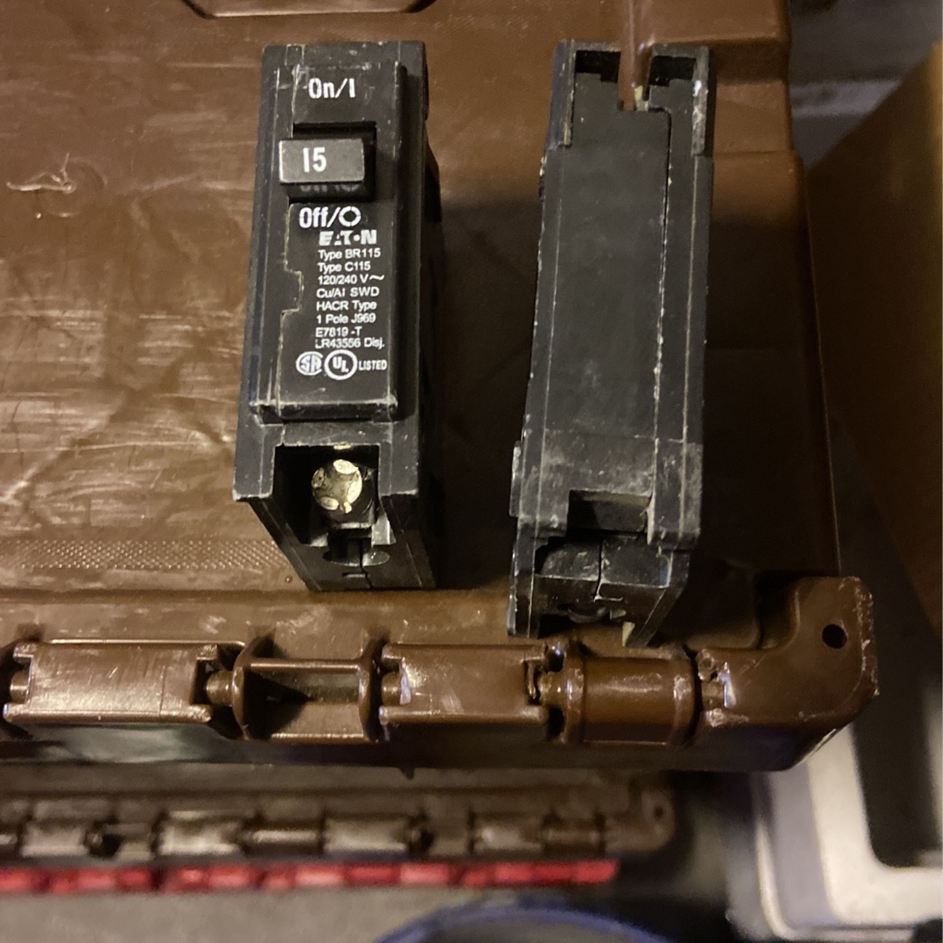 Two Eaton 15 A Breakers