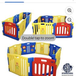 Kidzone Interactive Baby Playpen 8 Panel Safety Gate Children Play Center Home Child Activity Pen ASTM Certified Blue