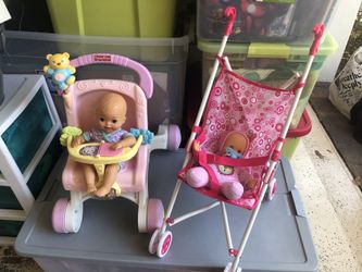Stroller lot w dolls all for 10