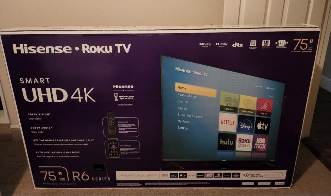 75 inch smart tv 4k UHD..new In Box built in Roku... PRICE IS FIRM!!👈