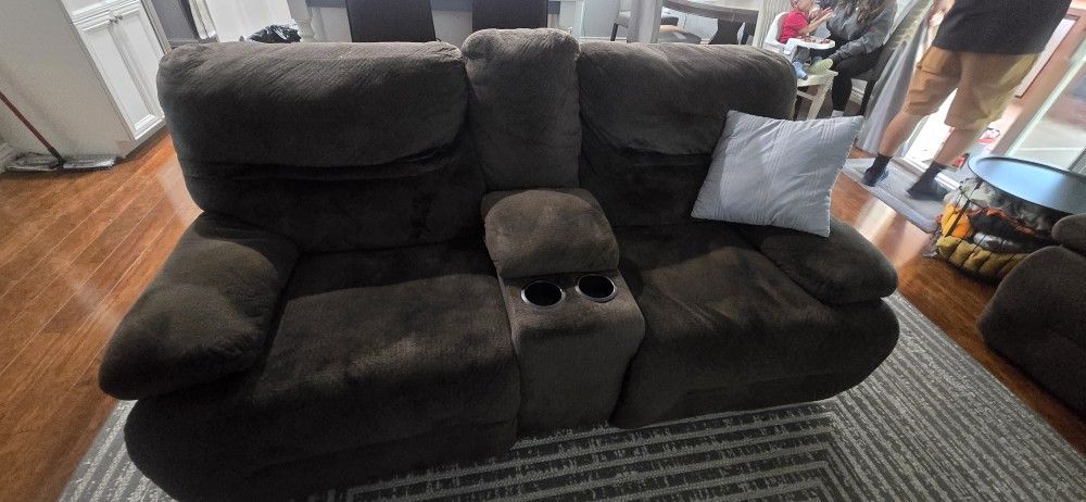 Brown Sofa and Love Seat