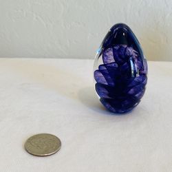 Glass Eye Studio egg paperweight purple