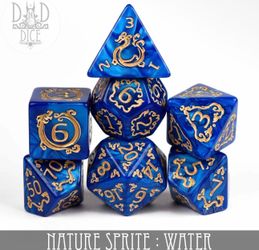 King of Crits Nature Sprite Water 7pc D&D RPG Dice Set NEW