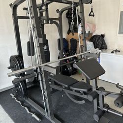 Vesta Fitness Smith Machine 2001 w/Bench Attachment | 230lb Bumpers Weights | 7ft Olympic Bar | Fitness | Gym Equipment | FREE DELIVERY 🚚 