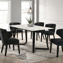 ✨🍽️ Hamilton 6 Chair Dining Table Set — Ceramic Top | $0 Down Houston