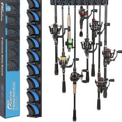 Vertical Fishing Rod Holder, Wall Mounted Fishing Rod Rack, Fishing Pole Holder Holds Up to 9 Rods or Combos, Fishing Rod Holders for Garage