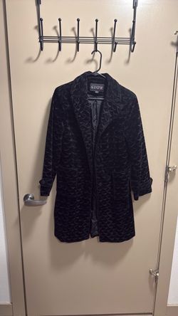 Vintage Static Black Textured Velvet Tailored Coat