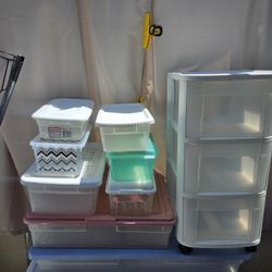 PLASTIC STORAGE BINS AND DRAWERS. $1 To $20 