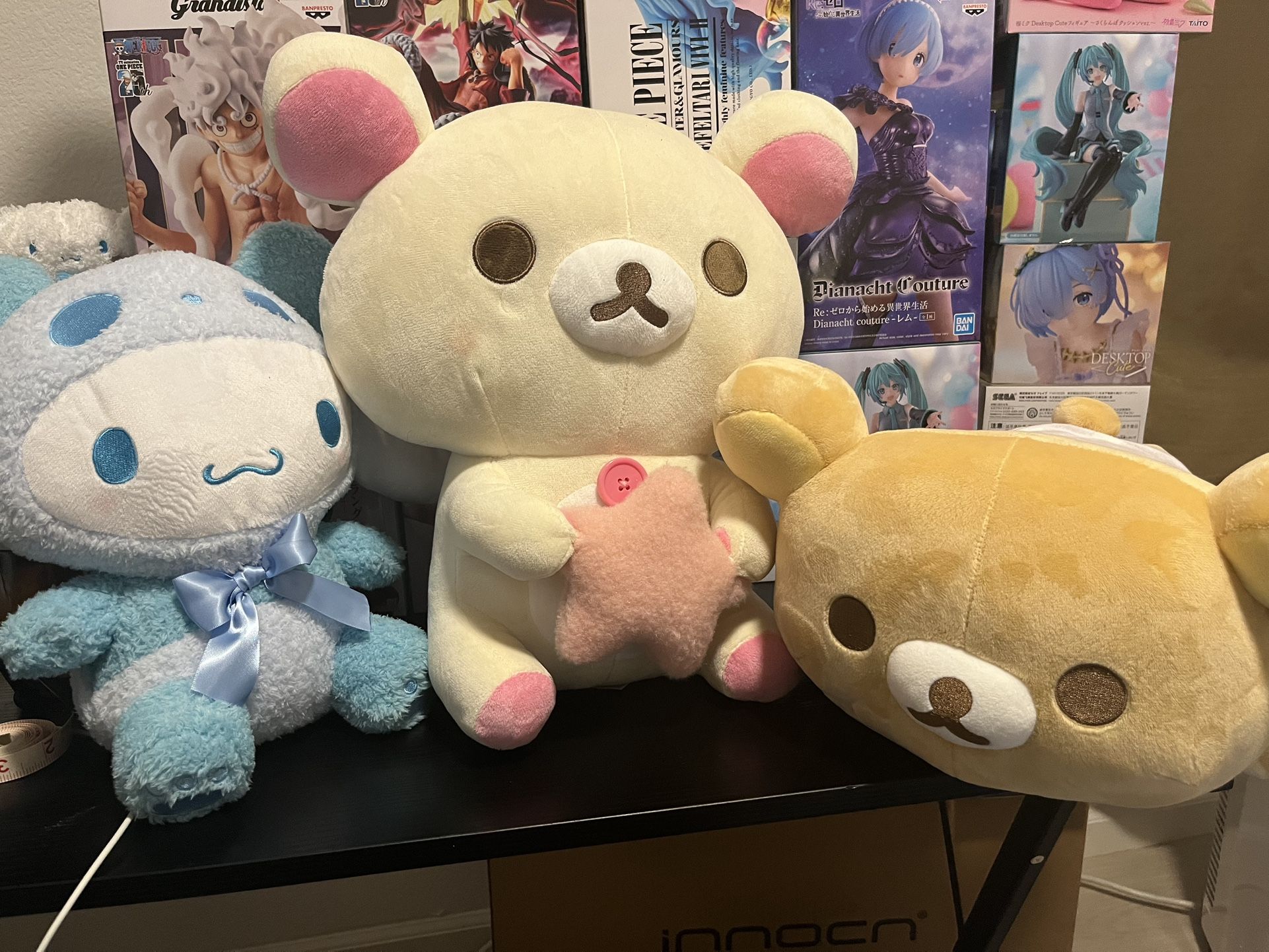 Large Plushies! Cinnamoroll, Rilakkuma, Korilakkuma