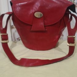 GERRUTI ROMA ITALY RED LEATHER HANDBAG 