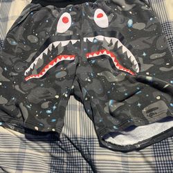 BAPE Space Camo Shark Sweat Shorts