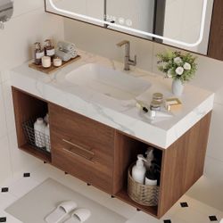 39.4" Floating Bathroom Vanity with Ceramic Sink