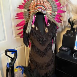 Native Headpiece And Dress On Manaquine 