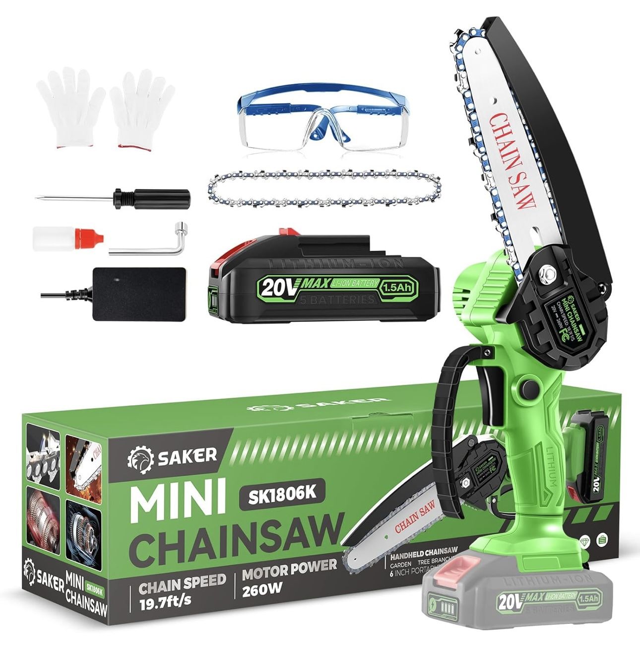 Mini Chainsaw Cordless,6 Inch Chainsaw, Mini Electric Chainsaw Cordless Battery Powered,One-Hand Portable Chain Saw for Tree Trimming, Pruning&Wood Cu