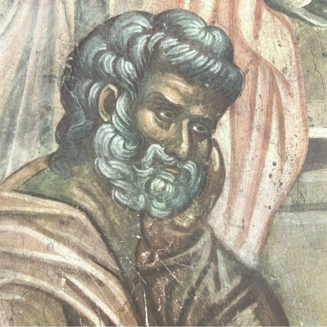 Original Vintage Fine Art Print Poster Medieval Yugoslavia Wall Frescoes Antique Painting Artist Collectible Printed Italy 1960’s. Church of Milutin.